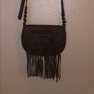 Brown leather fringe American Eagle crossbody bag
